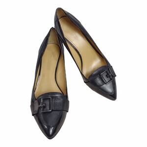 JOAN & DAVID Black Buckle Stiletto Heels Size 8 Platform Workwear Career Classic